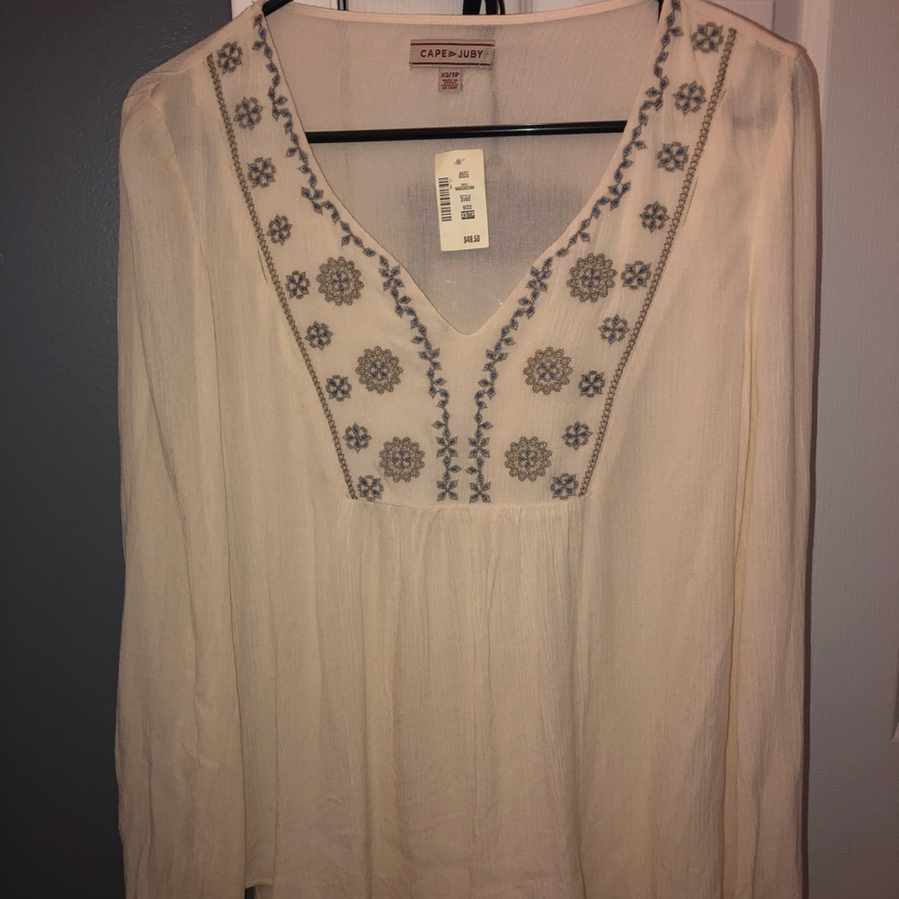 White Semi Printed Blouse